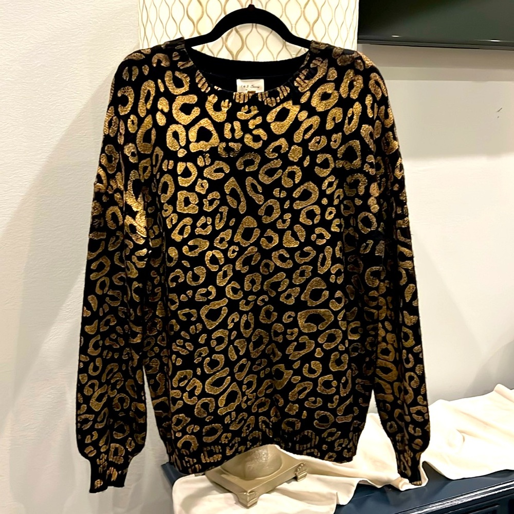 Leopard print black and gold sweater